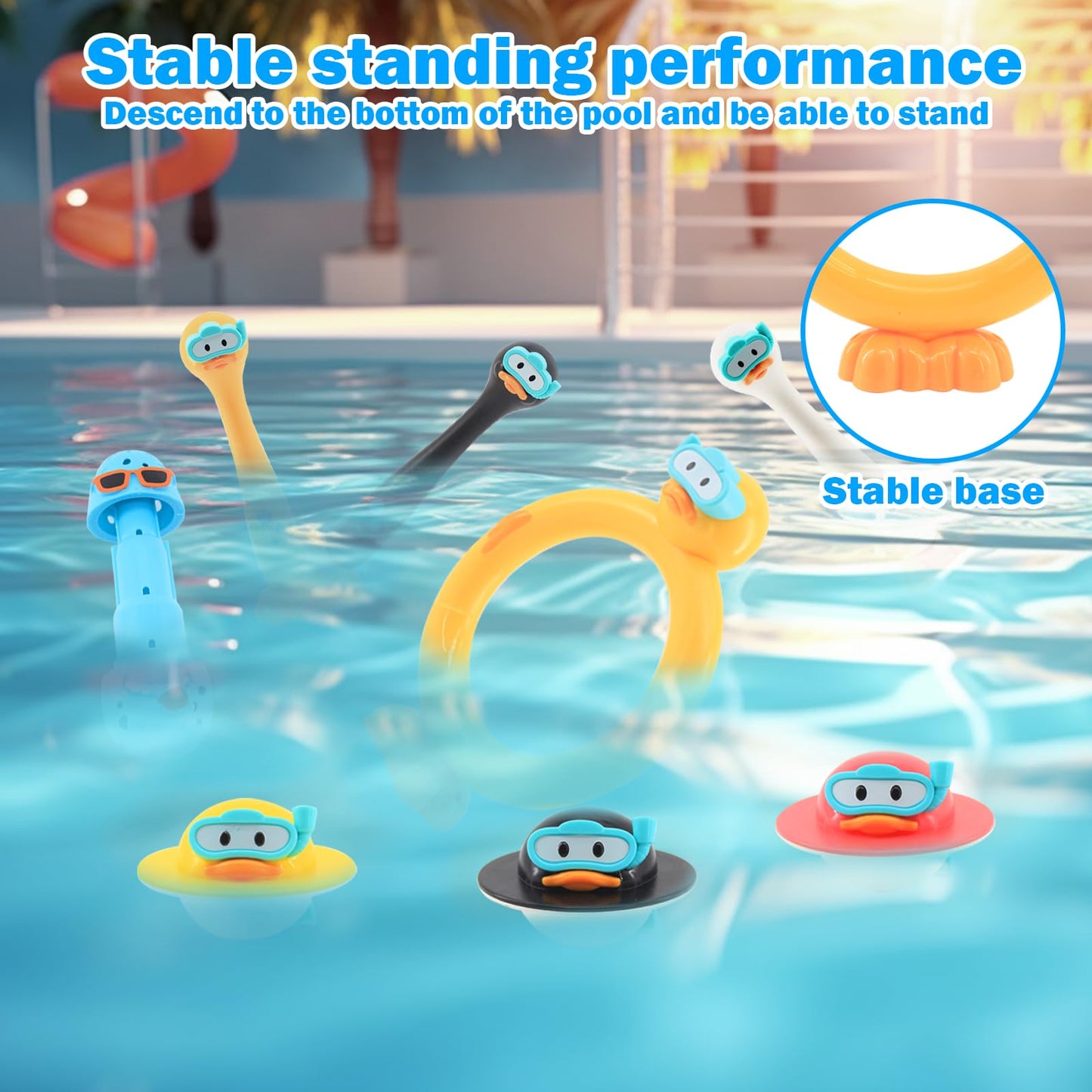 WUEURU 12 Pack Pool Diving Toys for Kids,Duck Pool Float Toys,Swimming Pool Diving Rings,Underwater Swimming Ring,Fun Outdoor Underwater Pool Games