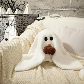 GUUZOGG Ghost with Pumpkin Pillow, 11 Inch Ghost Plush Toy Halloween Decor, Cute Soft Halloween Party Decoration Pillow, Birthday, Thanksgiving
