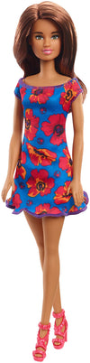 Barbie - Fashionista Doll with Brown Hair and Blue Dress with Flowers (Mattel GBK94), Multicolor
