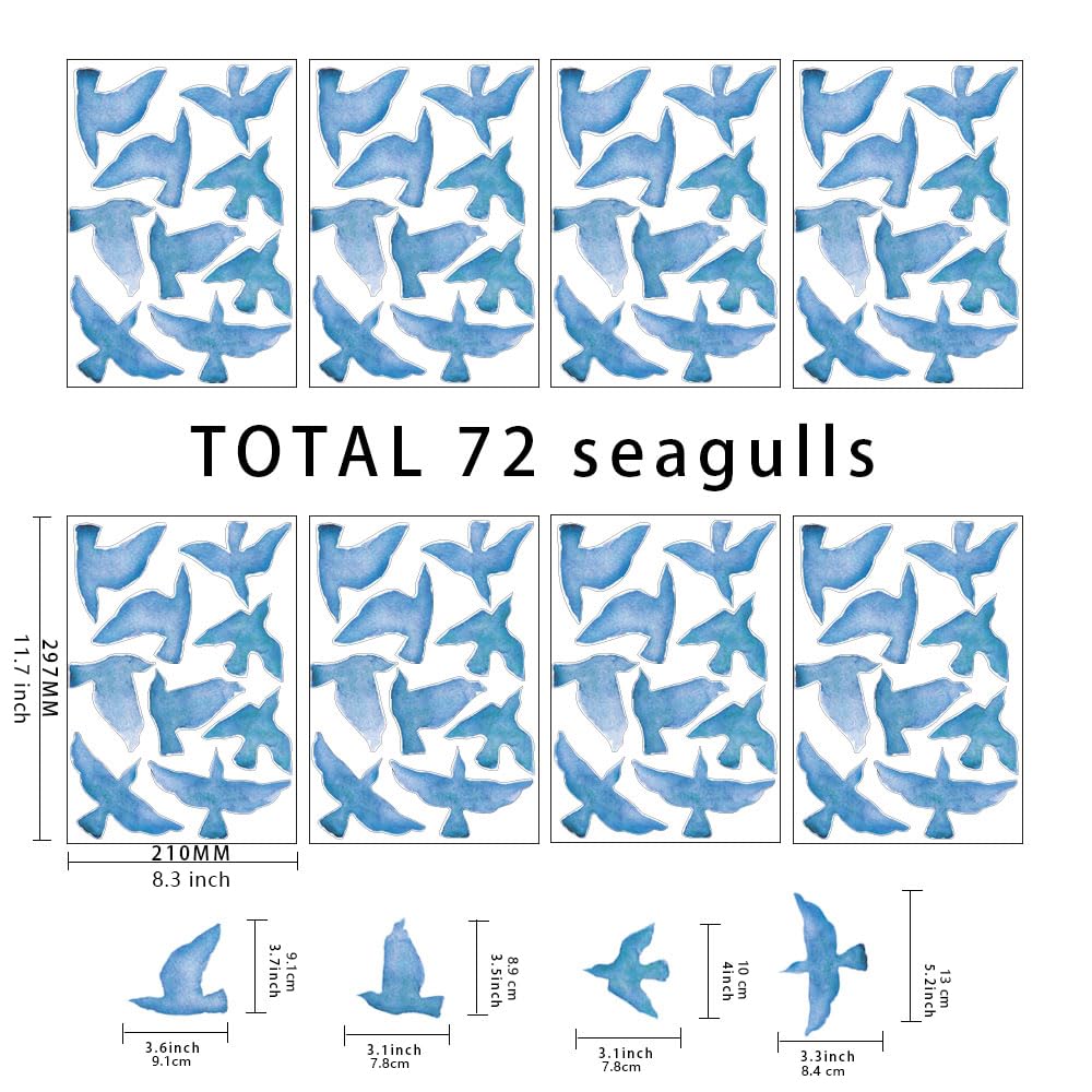 Blue Seagull Anti Bird Collision Glass Stickers Set
