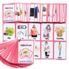 Zwttey 46PCS/Set Adjectives Kids Gifts English Flash Cards Pocket Card Educational Learning Baby Toys for Children Pre-Kindergarten