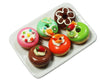 6 Pcs Miniature Donut Set - Handmade Clay Donuts on Ceramic Plate (0.6 Inch Each, Plate 2 x 1.5 Inch), 1/6 Scale Dollhouse Food Accessories