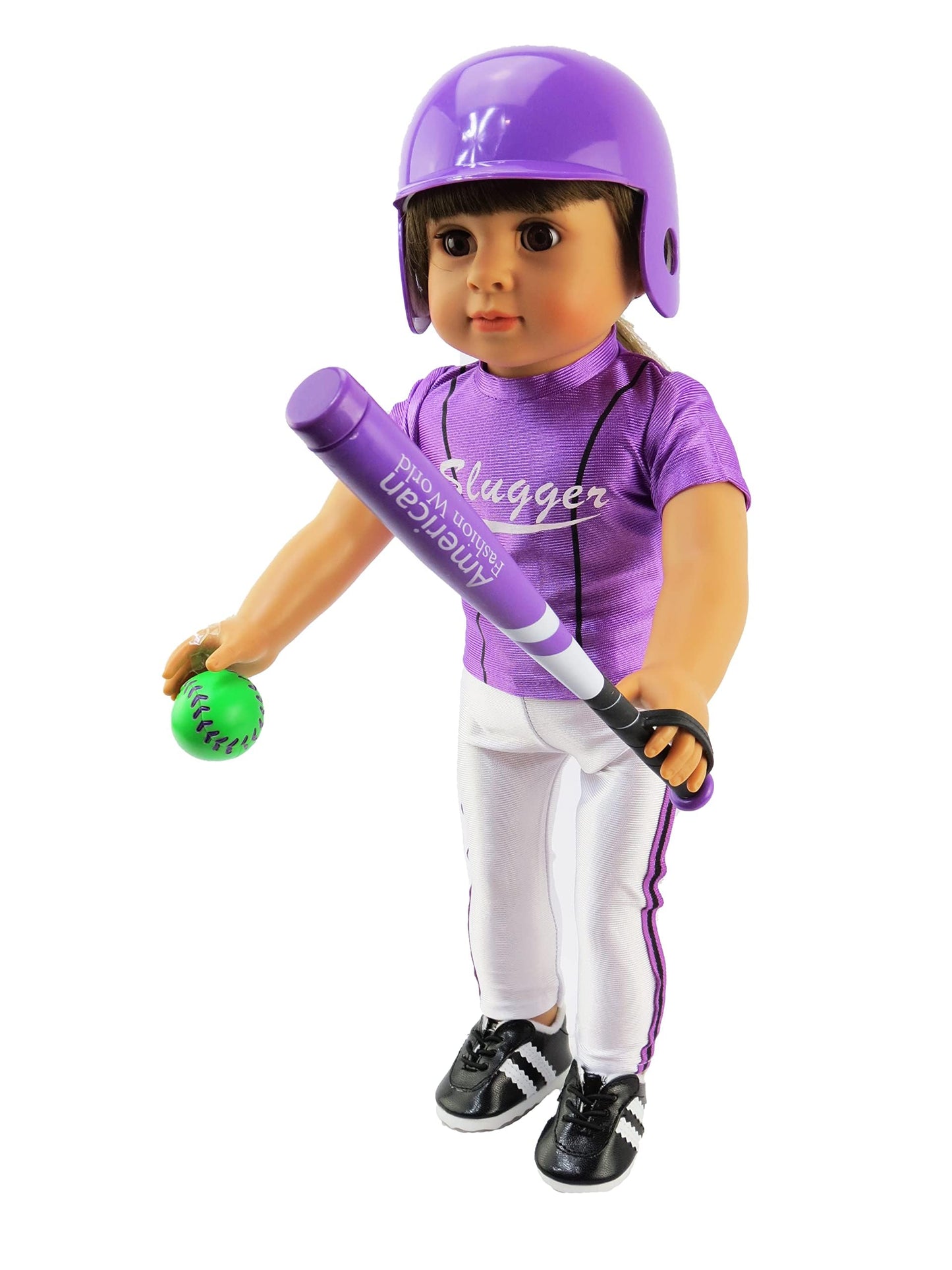 Purple Baseball Uniform Outfit 7pc for 18-Inch Dolls | Premium Quality & Trendy Design | Dolls Clothes