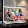 LED Acrylic Display Case for Collectibles, Cordless Power Stacking Showcase with 3-Tier Steps - Clear Dustproof Protector Box with Magnetic Door for