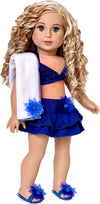 Bikini Mini - 4 Piece Bikini Outfit - Skirt, Bikini Top, Matching Flip Flops and Beach Blanket - Clothes Fits 18 Inch Doll (Doll Not Included)