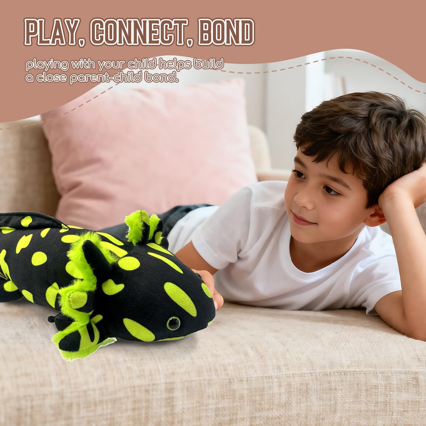 Roqei Axolotl Plush - Soft Black Axolotl Stuffed Animal, 19 Inch Cute Salamander Plush Pillow, Kawaii Plushie Toy, Birthday Gifts for Kids and Youth