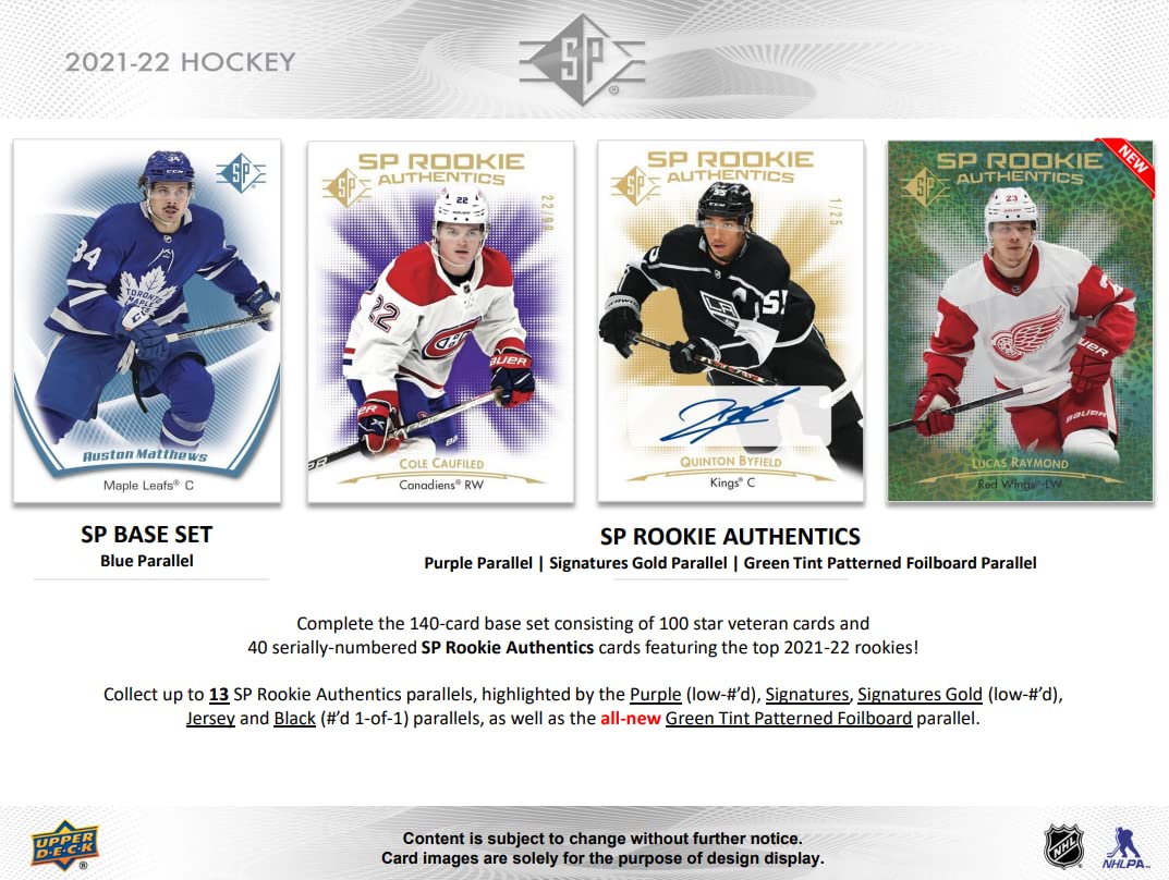 Upper Deck 2021-22 SP Hockey Card Blaster Box (8 Packs of Hockey Cards)