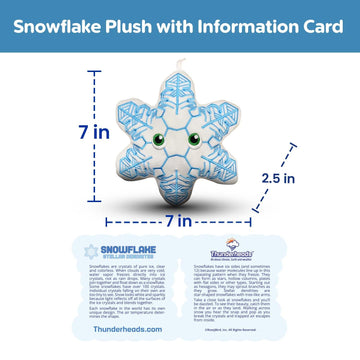 Thunderheads Snowflake Plush, Nature-Inspired Fun Plushie with Educational Card, Soft Collectible Decor,Sustainably Made Weather Gift for Winter Joy