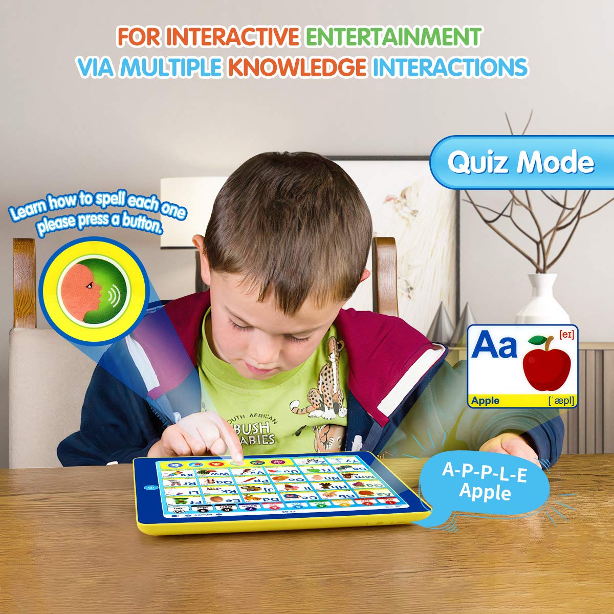 6-in-1 Toddler Learning Tablet - No WiFi ABC/Numbers/Music Toy for Age 3-5