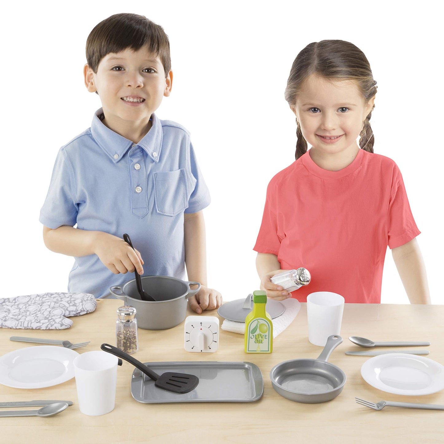 Melissa & Doug 22-Piece Play Kitchen Accessories Set with Play Food & Wooden Toys, Pot, Pans, Utensils & More, Preschool Learning Toys for Girls &