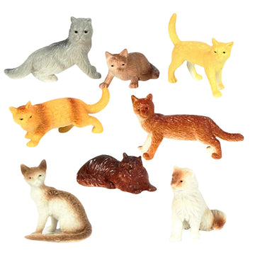 Assorted Plastic 2" Cat Figure Toys (12)