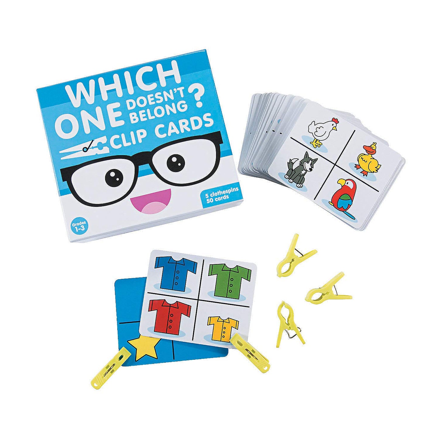 Fun Express Which One Doesnt Belong? Clip Cards - Educational Activity for Kids Builds Critical Thinking and Cognitive Skills Fun & Interactive