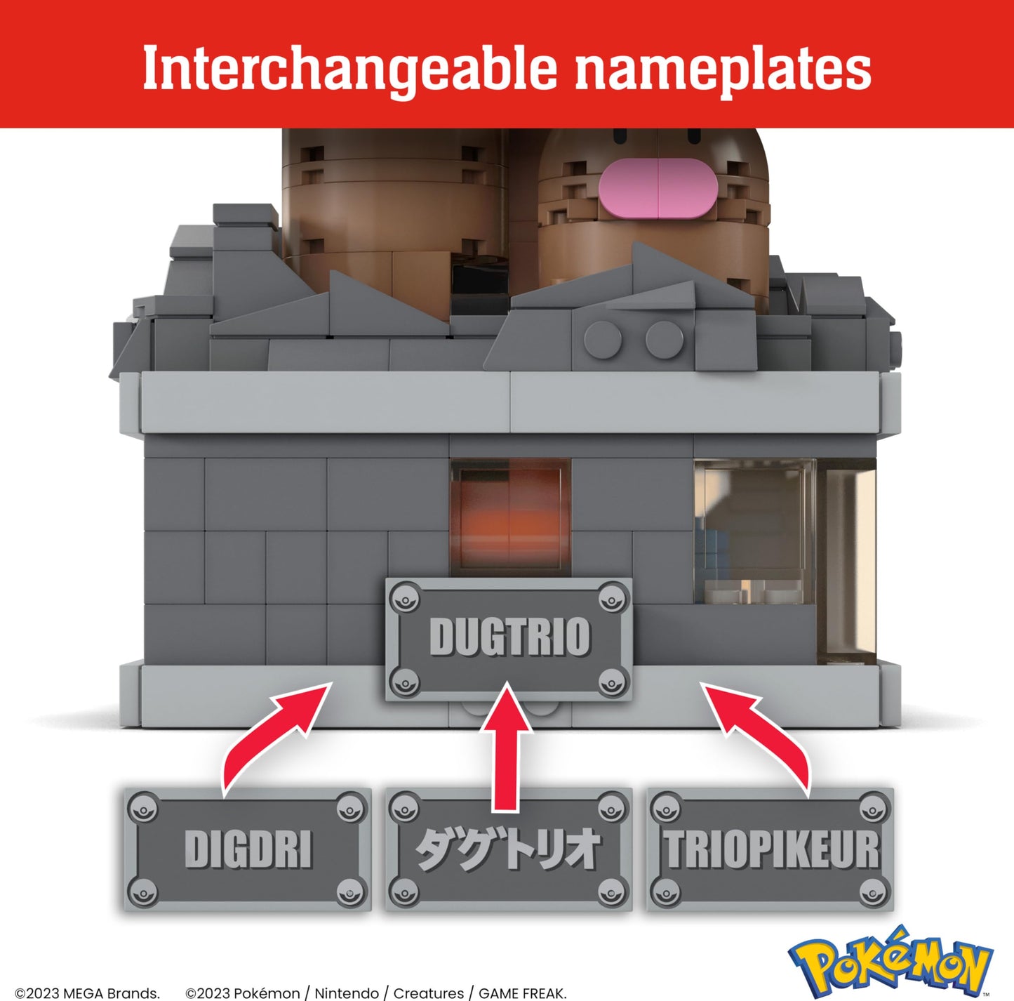 MEGA Pokémon Building Toys Set Mini Motion Dugtrio with 350 Pieces, Pop Up Motion, 5 Inches Tall, for Adult Collectors