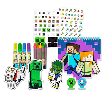 Minecraft Sketchbook Set for Kids, Toddlers ~ 3 Pc Bundle with Minecraft Decals, and More (Drawing Pad Activity Kit)