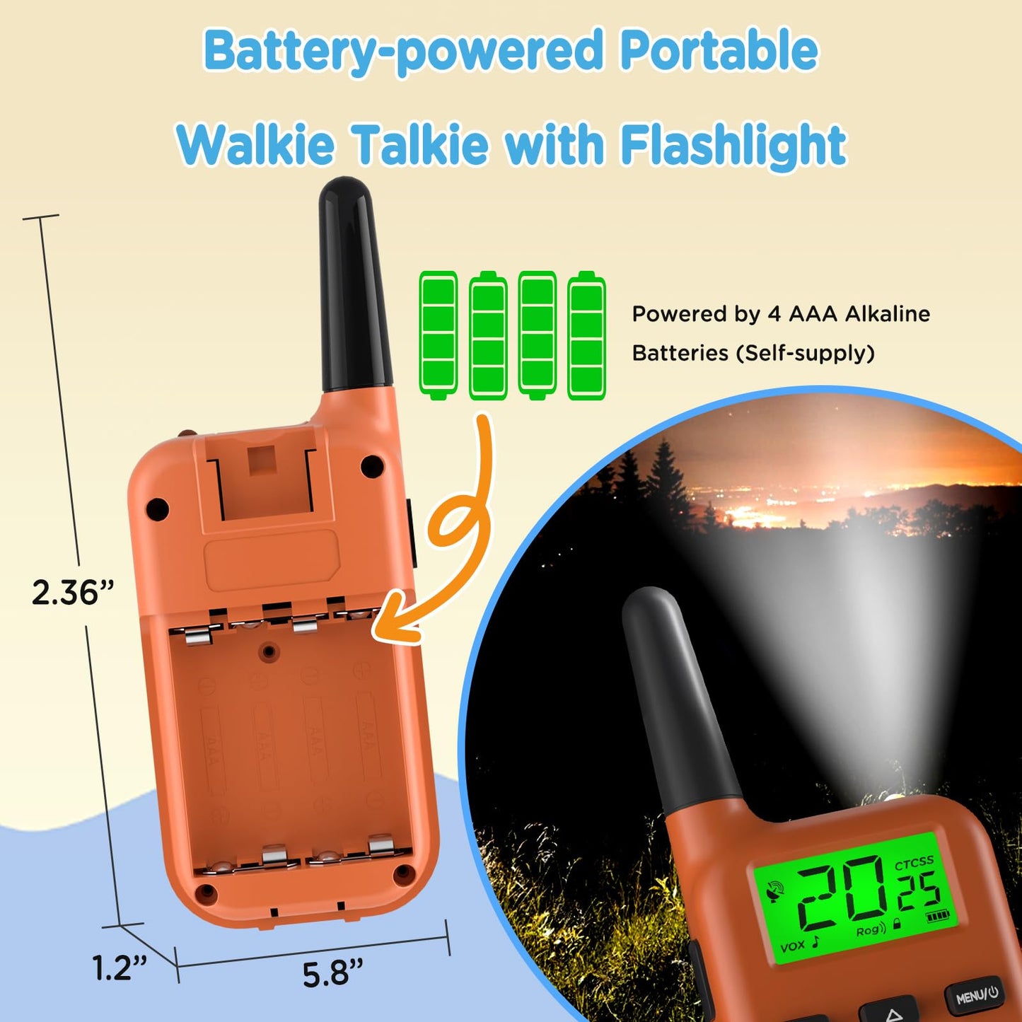 Peakeep Walkie Talkies for Kids Long Range 3 Miles, Voice-Changing Toys Gifts for 3-12 Years Old Boys Girls, 2 Way Radios Big LCD Screen, Flashlight
