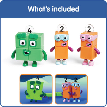 hand2mind Numberblock Four and the Terrible Twos, Cartoon Action Figure Set, Toy Figures, Play Figure Playsets, Small Figurines for Kids, Number Toys