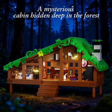 Folk Cabin Building Set, Folk House Compatible with Lego Forest Cabin House Building Creative Collection Toys, Mysterious Cabin Model,Christmas