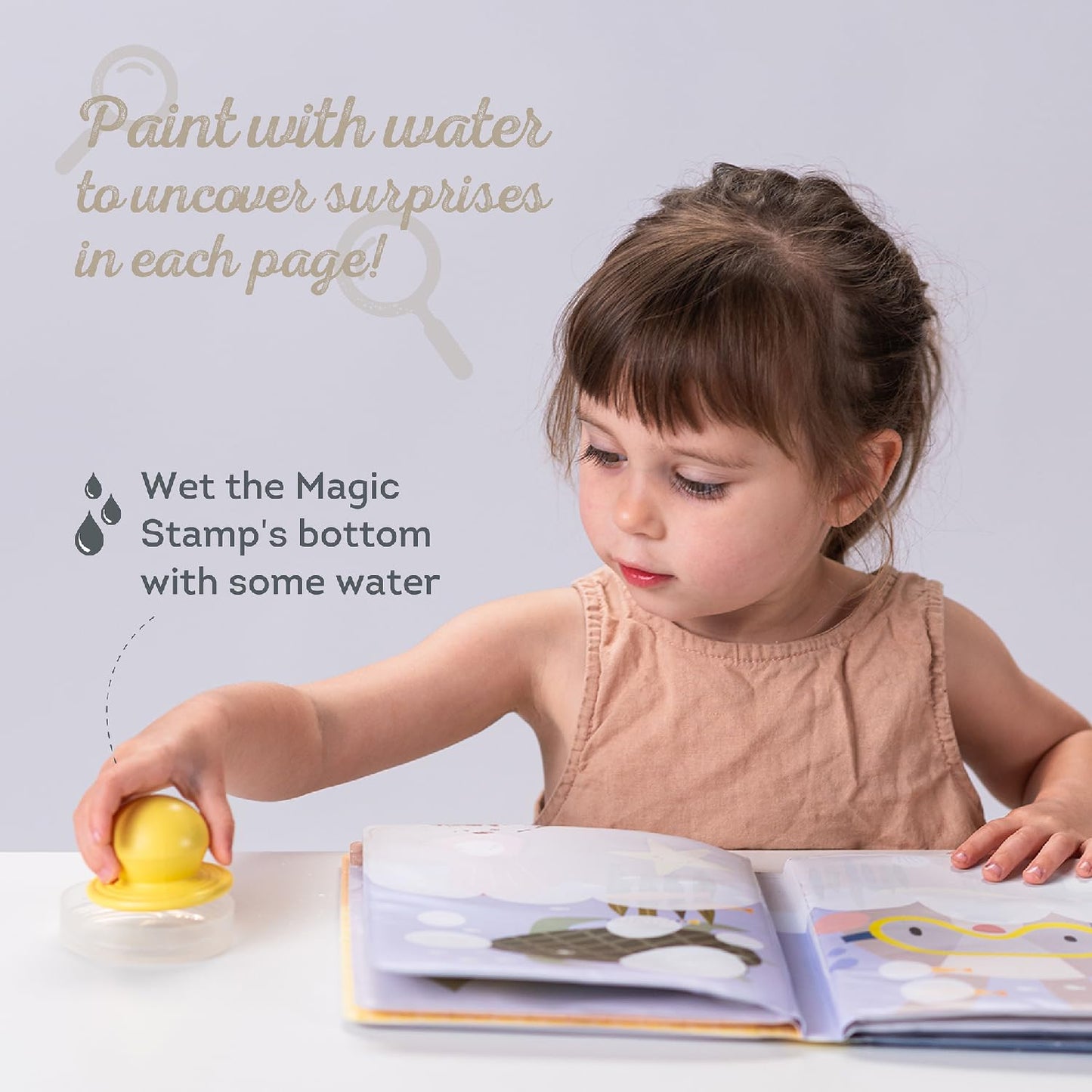 Taf Toys water reveal pad with Magic Stamp Interactive Reusable Water-Reveal Activity book for Toddlers 18 month, Non-Toxic & Quick-Drying Baby water