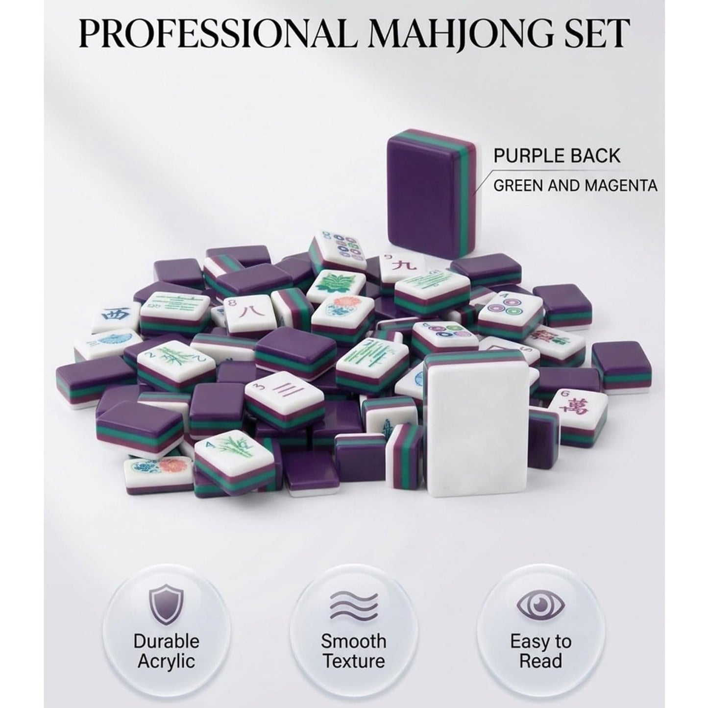 Tritala 4 Layer Mahjong Tiles, 160 Pcs Premium Acrylic American Mahjong Set, Engraved Portable Travel Mahjong Tiles with Dice & Carry Bag (Mahjong