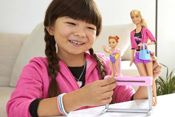 Barbie Careers Playset, Gymnastics Coach Doll, Student Small Doll, Balance Beam with Clip & Sliding Mechanism, Plus Accessories