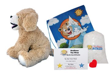 Stuffems Toy Shop Make Your Own Stuffed Animal 16" "Goldie The Lab/Retriever - No Sew - Kit with Cute Backpack!
