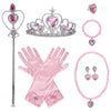 xieketn 9 Pcs Pink Princess Dress Up Accessories Set, Princess Crown Gloves Fairy Magic Wand for Halloween, Princess Jewelry with Glinda Wand