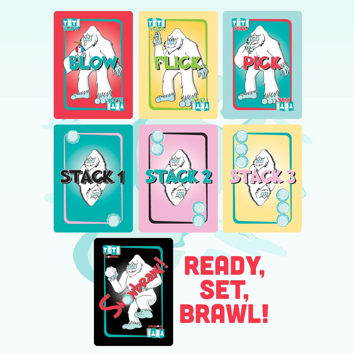 Big Discoveries Yeti Snowbrawl - A Snowball Stacking Brawl Card Game | Includes 40 Snow Balls - Fun Board Game for Kids, Teens, Adults