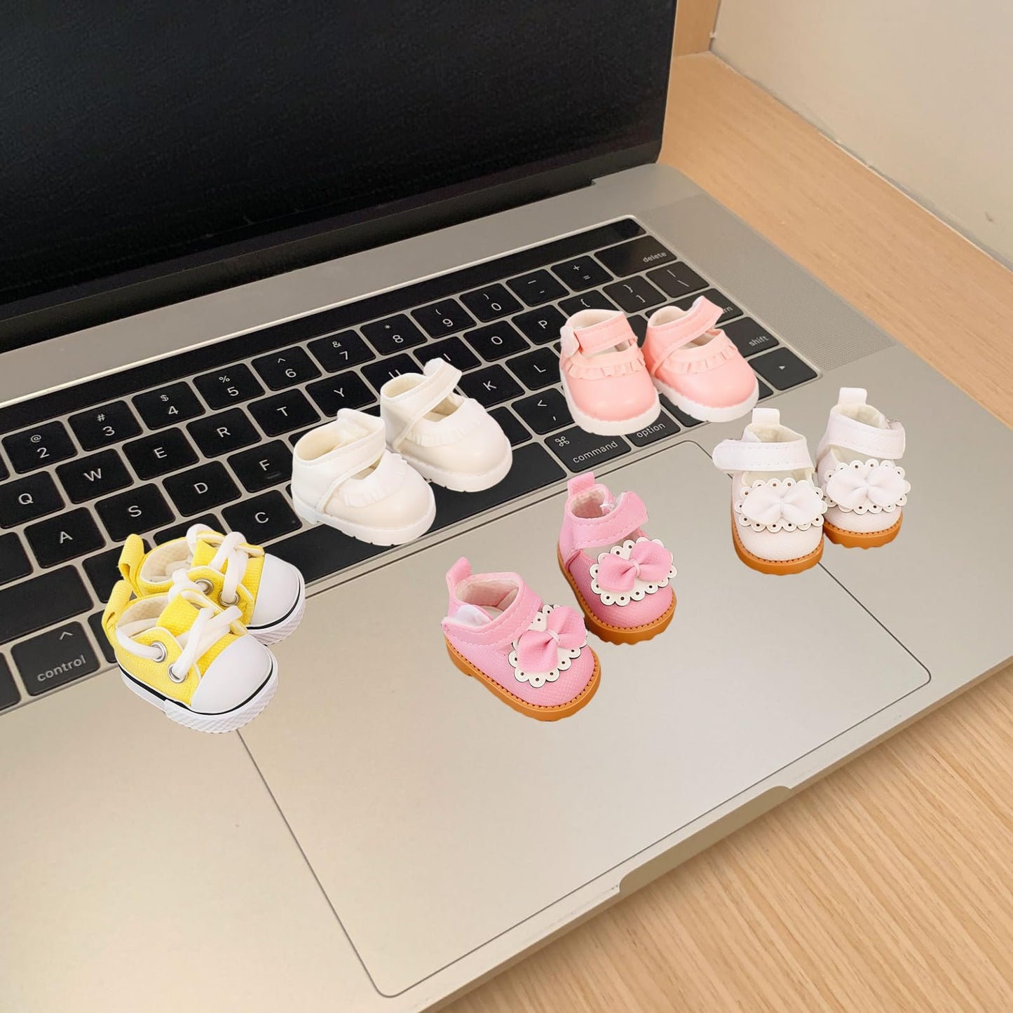 Mini Shoes for Lu bubu 17cm , Mini Shoe Accessories, Cute PU Leather Lace Shoes Suitable for 17cm Lu bubu, Dress Up Shoe Replacement Gold