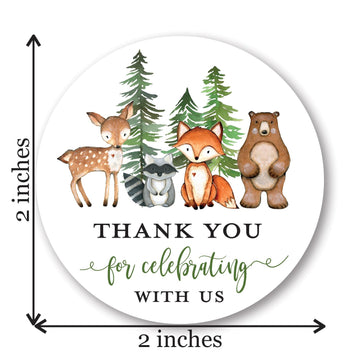 2"" Round Woodland Animals Thank You Favor?Stickers (40 Labels) (Pine Trees)