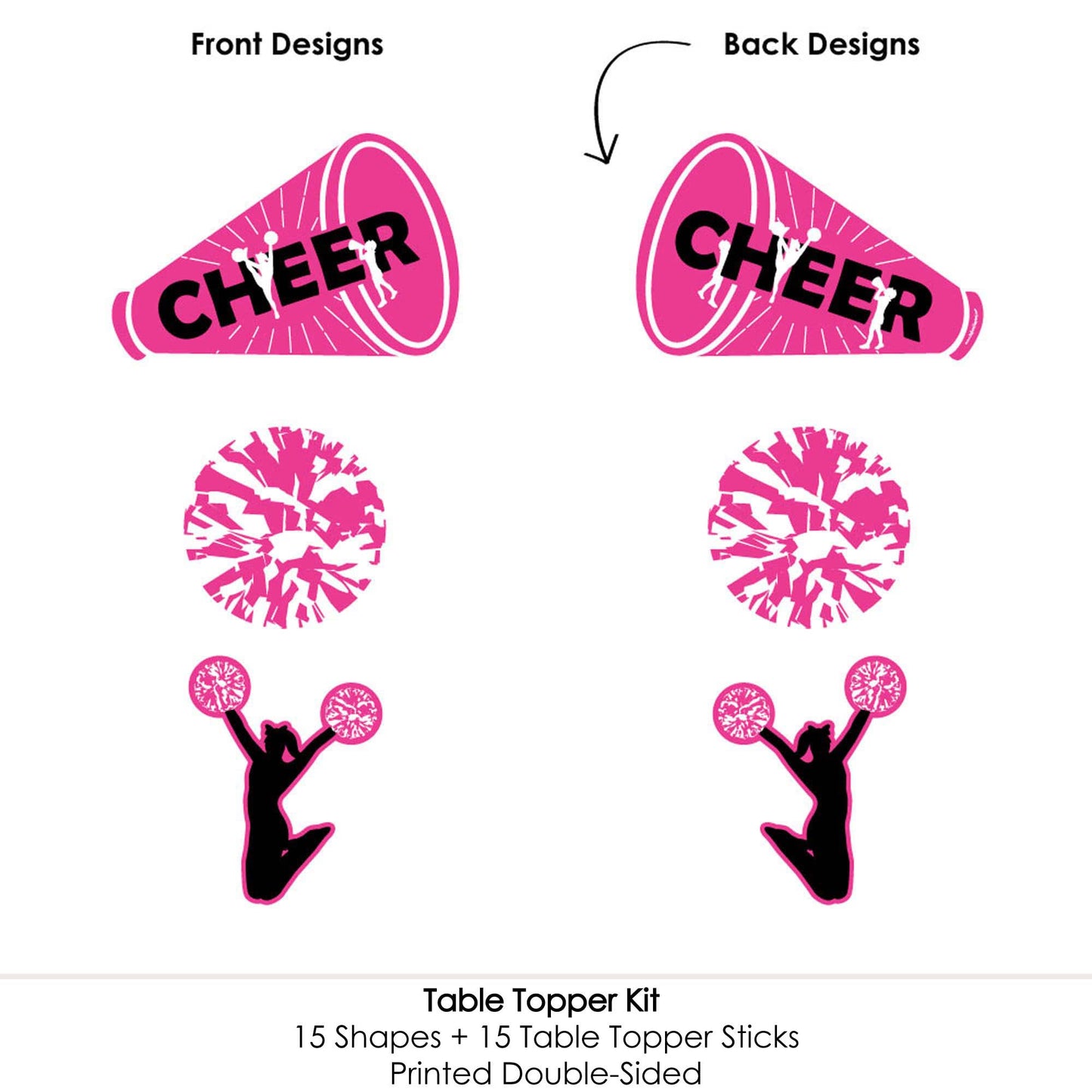 Big Dot of Happiness We Got Spirit - Cheerleading - Birthday Party or Cheerleader Party Centerpiece Sticks - Table Toppers - Set of 15