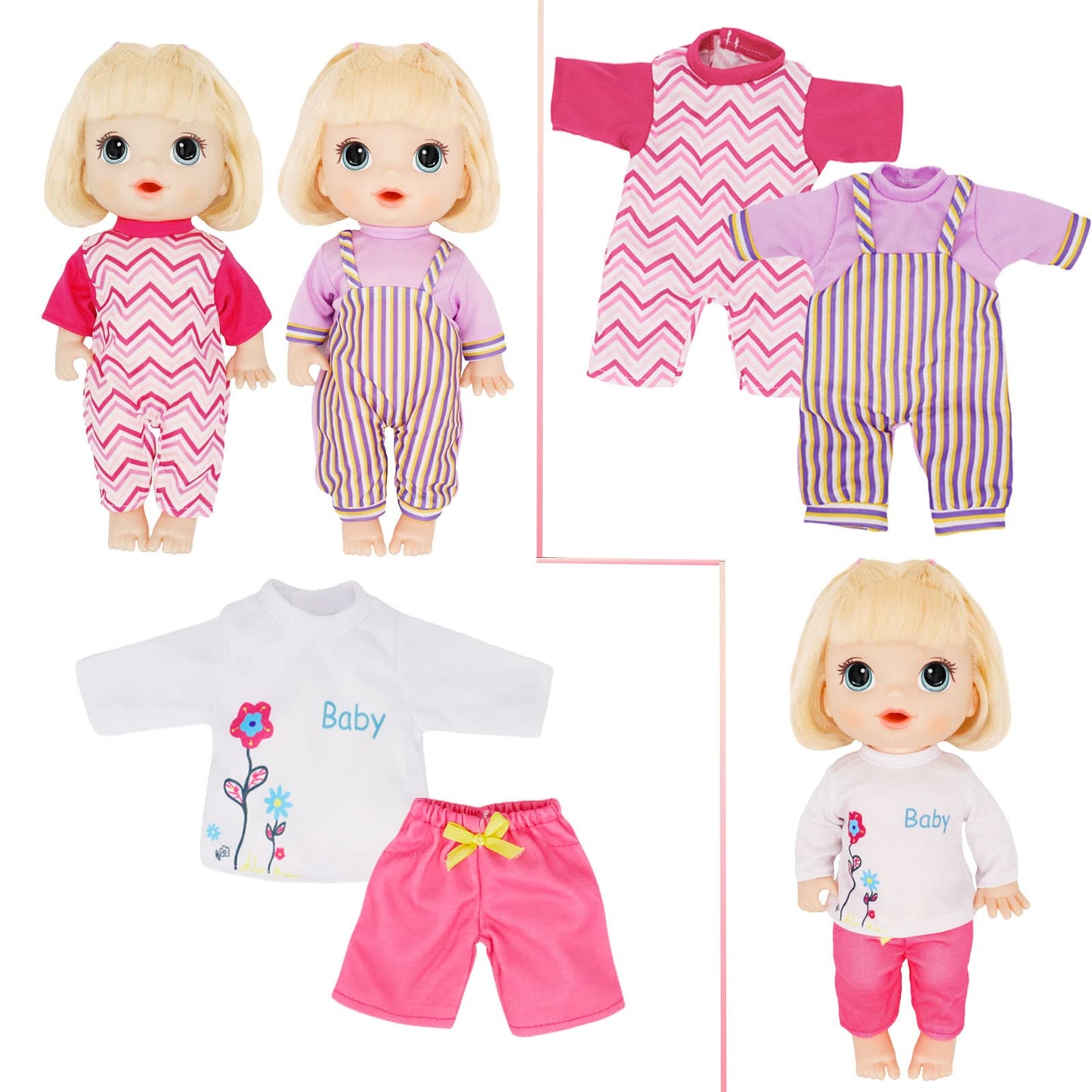 Alive Cute Baby Doll Clothes and Accessories, 10 Set Baby Dolls Alive Clothes Dress Pajamas for 12 13 14 inch Dolls Kids Gifts
