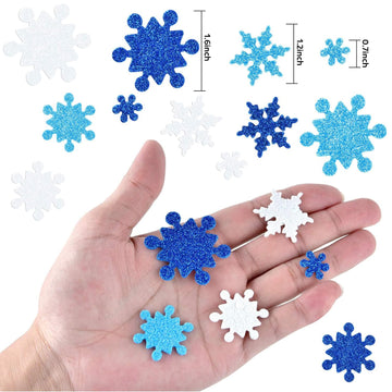 Coopay 600Pcs Glitter Snowflake Foam Stickers Self-Adhesive Snowflake Stickers Decals for Christmas Decoration, DIY Craft Projects, Assorted Color