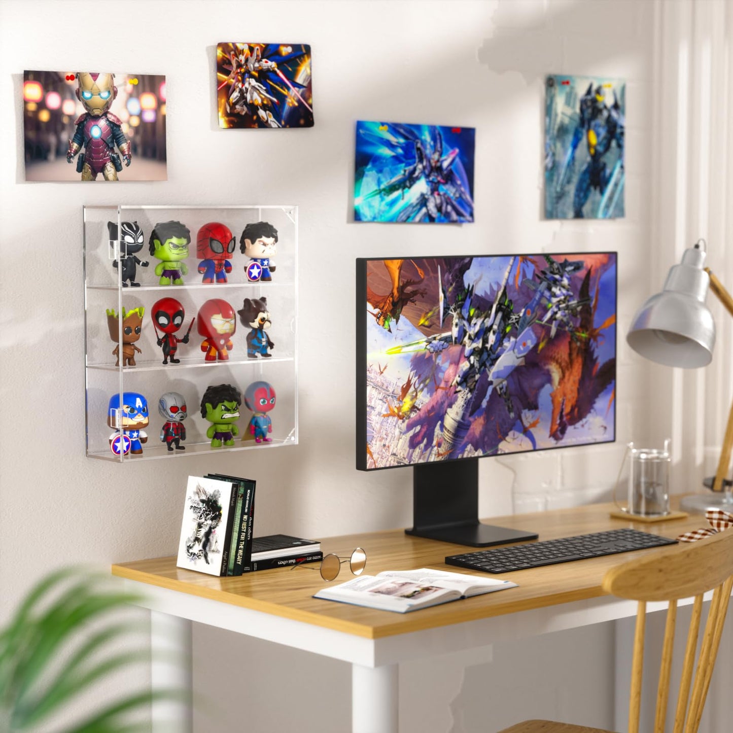 AITEE Acrylic Display Case for Mini Funko Pop Figures, Clear Wall Mounted or Desktop 3 Layer Storage Cabinet Organizer for Mini