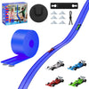16FT Flexible Race Track with 4 Cars - DIY Car Ramp Track for Jumps, Loops, Ramps - Portable Roll-Up Dual Racetrack for Indoor Outdoor Play, Ages 3+