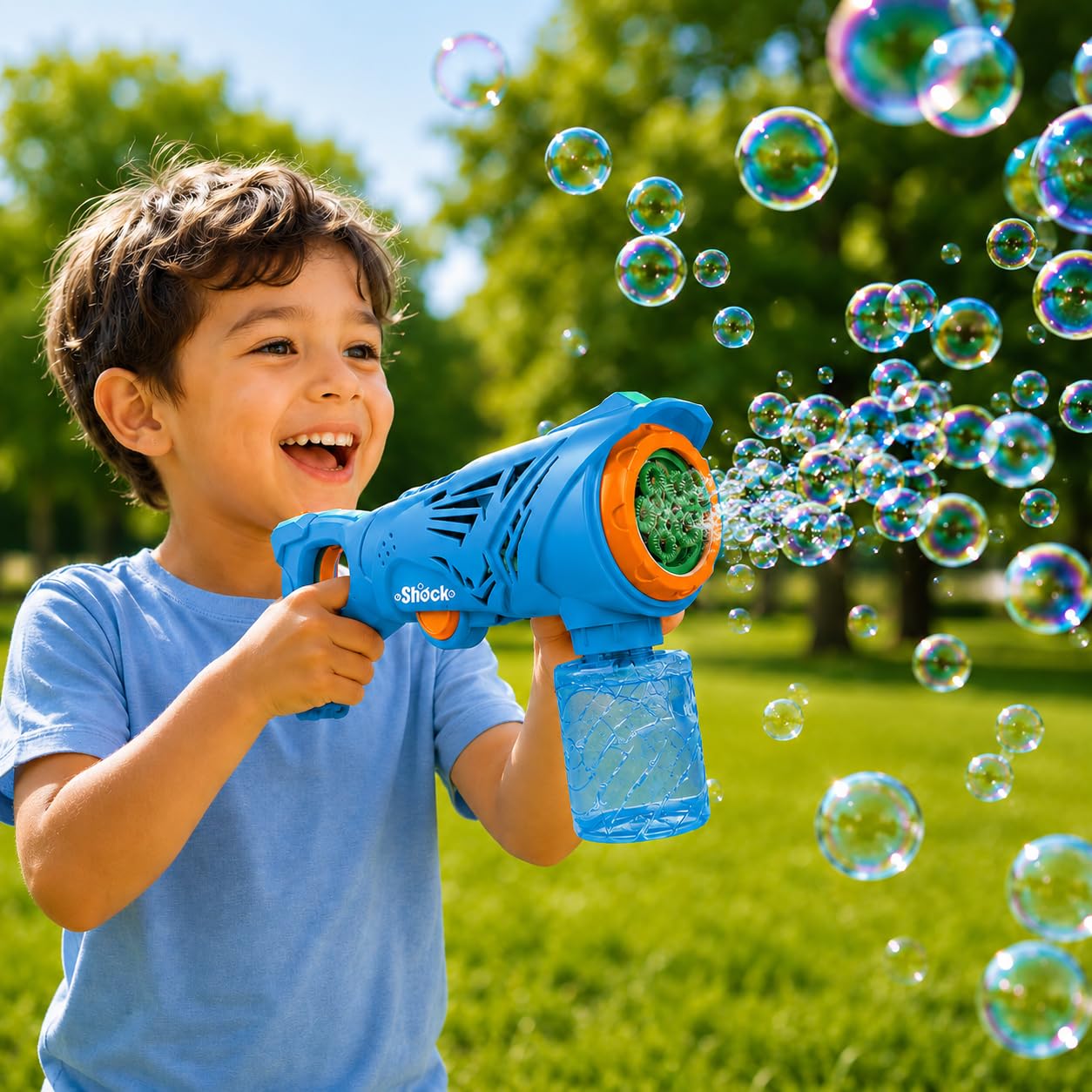 Automatic Bubble Gun, with Bottle Bubble Refill Bubble Solution, Automatic Bubble Machine Gun, Freestanding Blower Bubble Machine Blaster, Outdoor