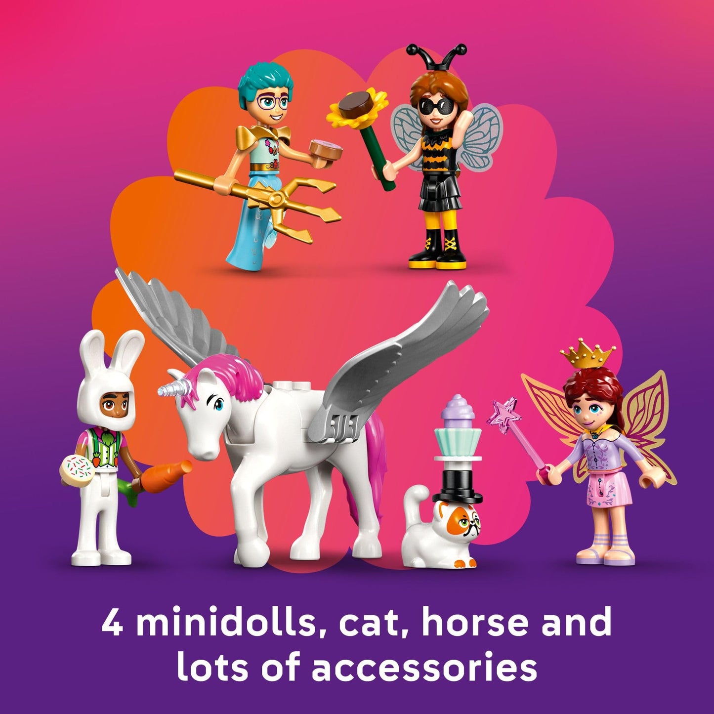 LEGO Friends Costume Party with Unicorn & Fairy Pretend Play Building Toy - Interactive Storytelling Playset with Cat and Unicorn Toys - Creative