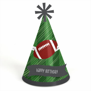 Big Dot of Happiness End Zone - Football - Cone Happy Birthday Party Hats for Kids and Adults - Set of 8 (Standard Size)