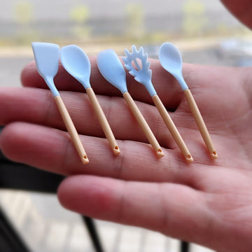 Miniature Cooking Utensil Set, 1:6 Scale Cooking Utensil Set, Dollhouse Miniature Spatula Soup Ladle Scraper Spaghetti Server, Dollhouse Kitchen