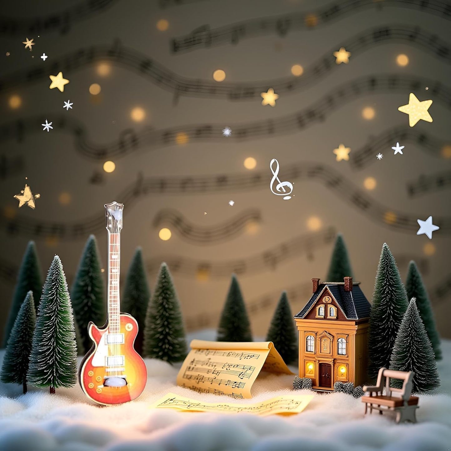 1Pc Miniature Guitar 1:12 Dollhouse Miniature Instrument Guitar Model Multifunction Decorative Ornament for Home Festival Holiday Party Decor