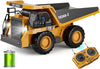 KIDMARKT RC Dump Truck Toy for Kids | 9-Channel Metal Construction Vehicle with Working Bed, Lights & Sounds, Rechargeable Remote Control Truck
