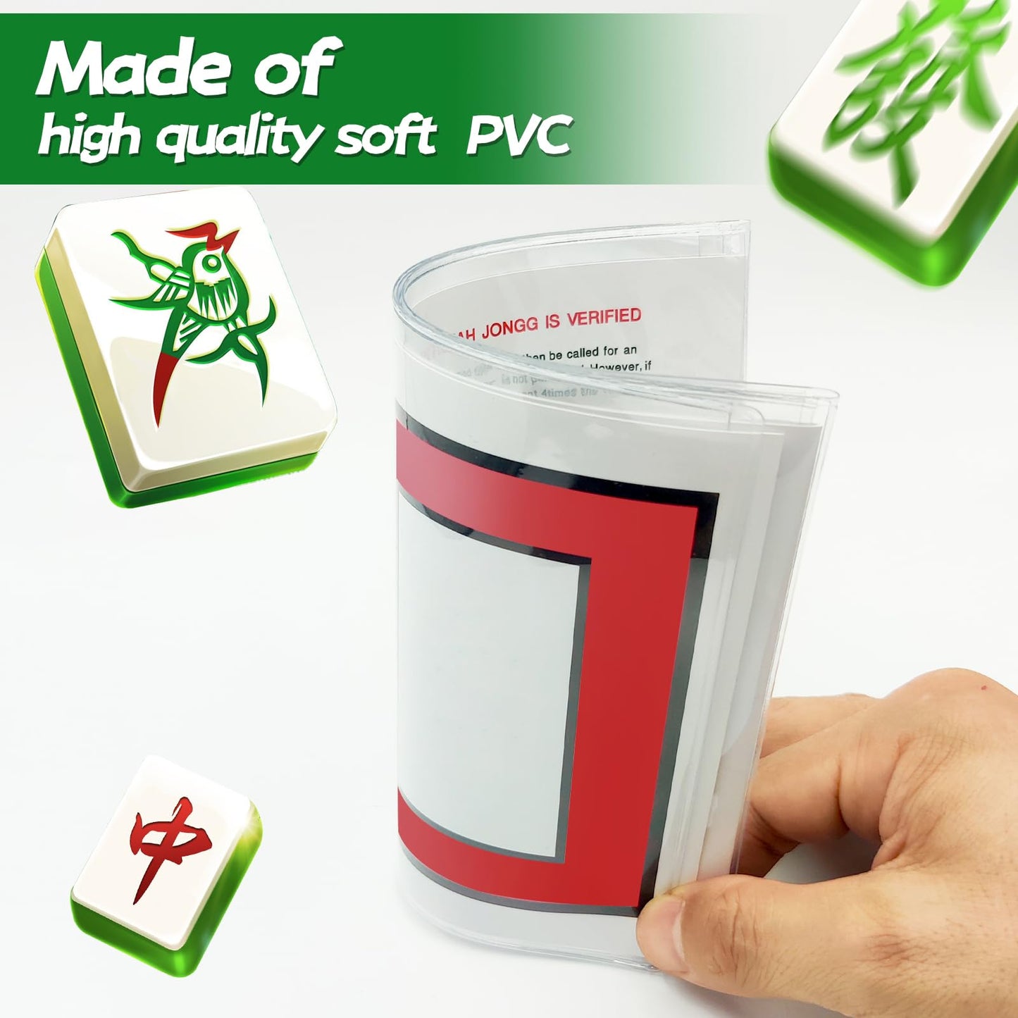 4 Pcs 2026 Mahjong Card Sleeve, Mahjong Card Covers, Compatible with Large Print Size(6 1/8”x4 3/4”), Clear Plastic Sleeves, Durable Tri Fold Mahjong