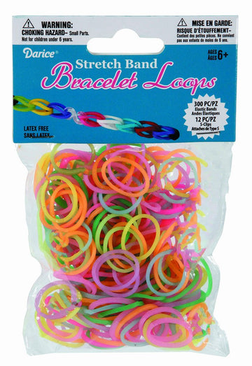Darice 312-Piece Stretch Band Bracelet Loops and S-Clips Set, Glow in The Dark