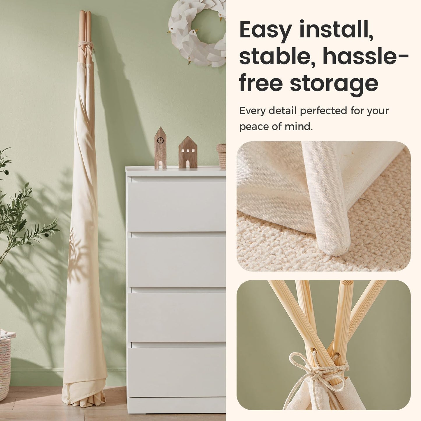 Tiny Land Teepee Tent for Kids with Star Lights & Campfire Toy