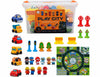 Playkidiz Kids Toy Car Set with Road Play Mat, 26 PCS Play City Set with 6 Toy Cars, 10 Figures & 10 Traffic Accessories, City Playset for Toddlers