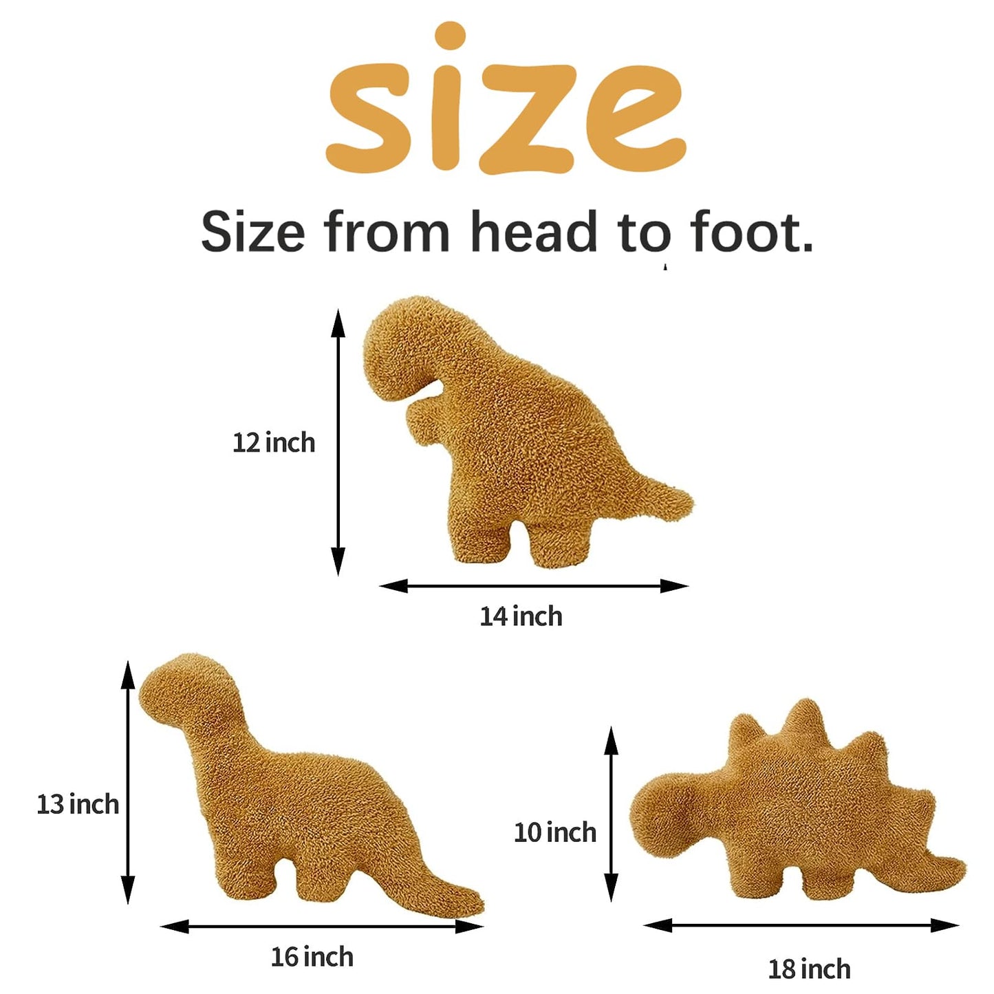 3 Packs Dino Nugget Pillow Plush, 18 inches Dinosaur Chicken Nugget Pillow Stuffed Animal Plush Toy, Dino Nugget Dinosaur Party Decoration Birthday