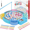 Pakoo Magnetic Fishing Game Toys, Rotating Board Game with Music Including 45 Fishes and 8 Fishing Poles, Christmas Party Game Toys for Kids Age 3 4 5