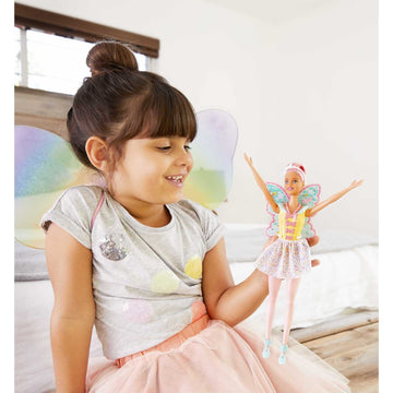 Barbie Dreamtopia Fairy Doll, Approx 12-inch, Candy Theme with Pink Hair