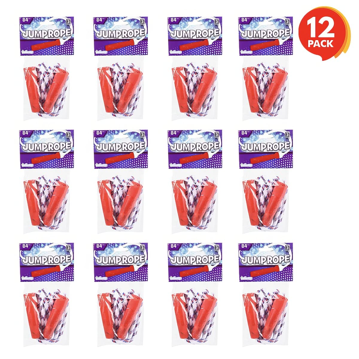ArtCreativity 84 Inch Nylon Ropes for Kids - Pack of 12 - Durable Jump Ropes with Plastic Handles - Healthy Indoor and Outdoor Activity, Classroom