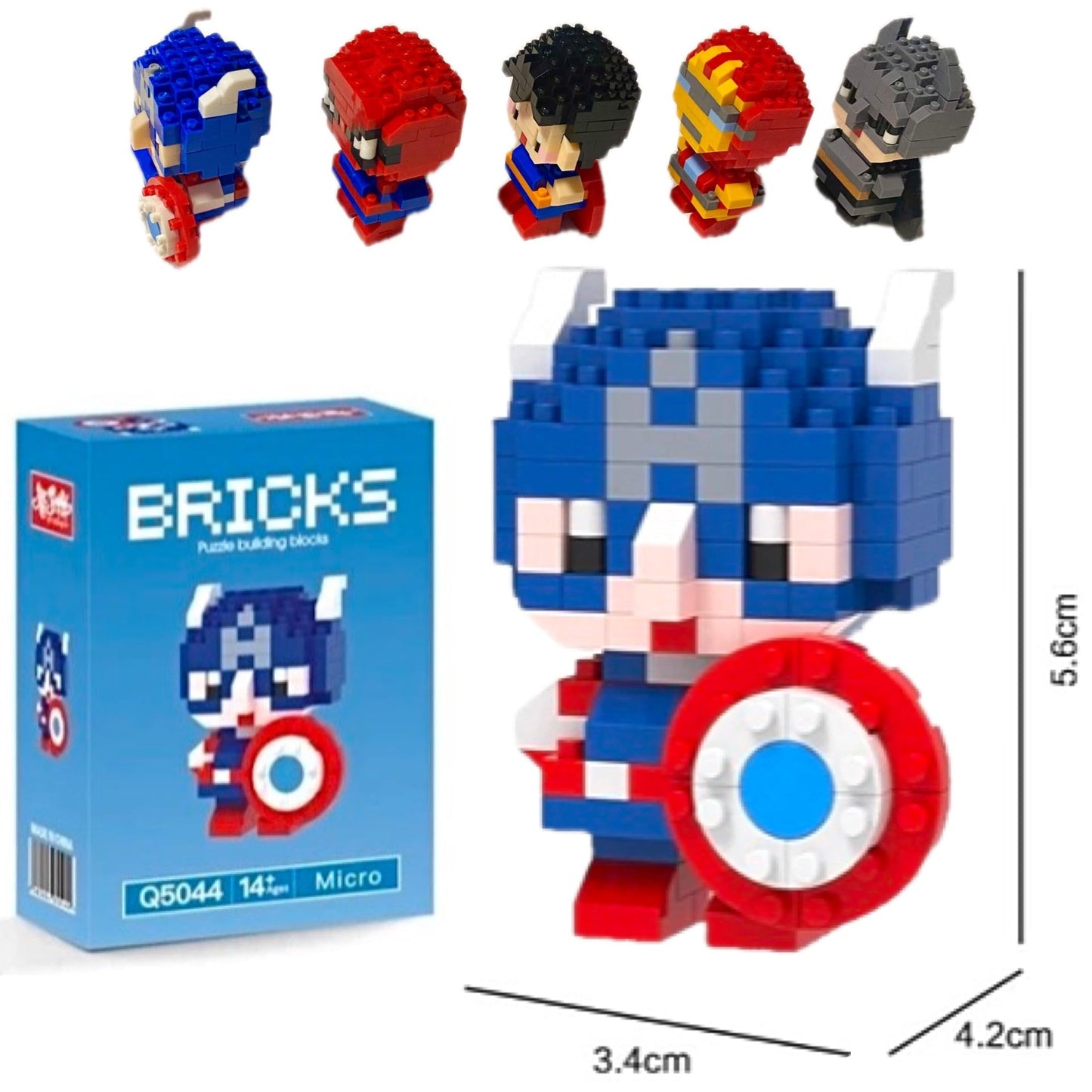Nanoblock Superheroes Building Blocks Nanoblocks Action Figures Superhero Characters Mini Bricks Collectible Display Set Comicbook Superhero 5-Pack