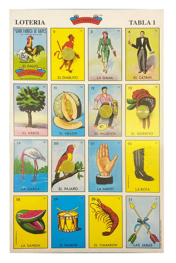 Loteria Mexicana Tradicional Mini Don Clemente 20 Jugadores 160 Fichas - Mexican Bingo Medium Board Game Set 160 Counting Plastic Chips for 20 Players